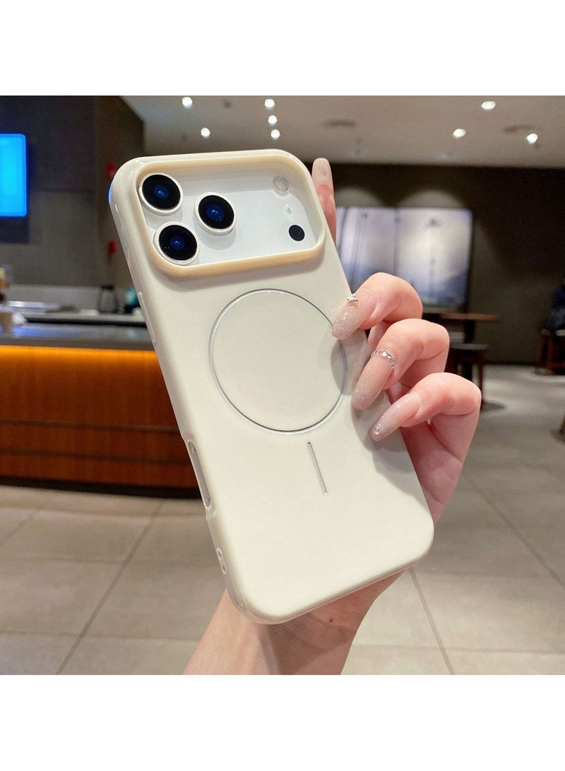 أكاليكس جراب سيليكون سائل رفيع متوافق مع iPhone 17 Pro Max، جراب هاتف مزود بمصد مطاطي ناعم مقاوم للصدمات مكون من 3 طبقات مع بطانة من مادة TPU (أبيض)