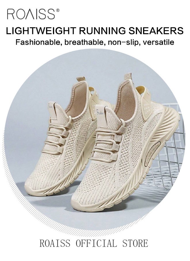 Breathable Lightweight Sneakers for Women Comfy Lace Up Anti Slip Outdoor Tennis Trainers Ladies Walking Sports Braided Shoes