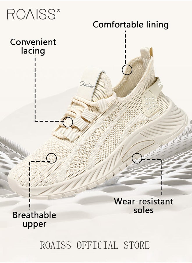 Breathable Lightweight Sneakers for Women Comfy Lace Up Anti Slip Outdoor Tennis Trainers Ladies Walking Sports Braided Shoes