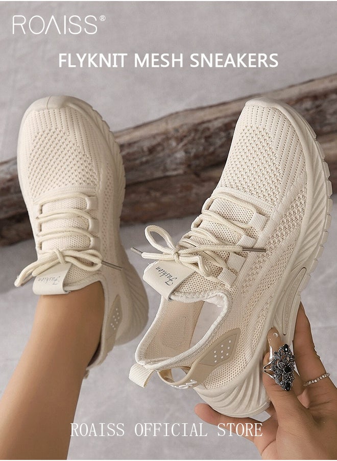 Breathable Lightweight Sneakers for Women Comfy Lace Up Anti Slip Outdoor Tennis Trainers Ladies Walking Sports Braided Shoes