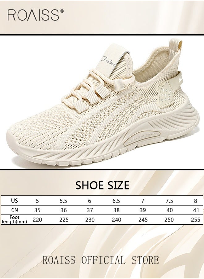 Breathable Lightweight Sneakers for Women Comfy Lace Up Anti Slip Outdoor Tennis Trainers Ladies Walking Sports Braided Shoes