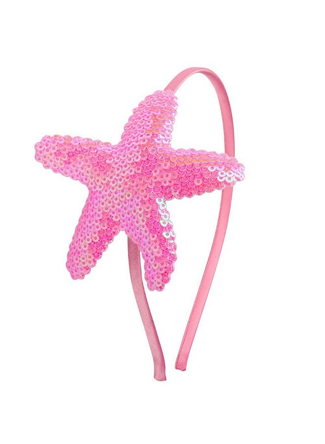 توتلوكس عصابة رأس من Totelux Sea Star مرصعة بالترتر على شكل نجمة البحر للنساء والفتيات إكسسوارات شعر لحفلات أعياد الميلاد والزفاف باللون الوردي - Image 1