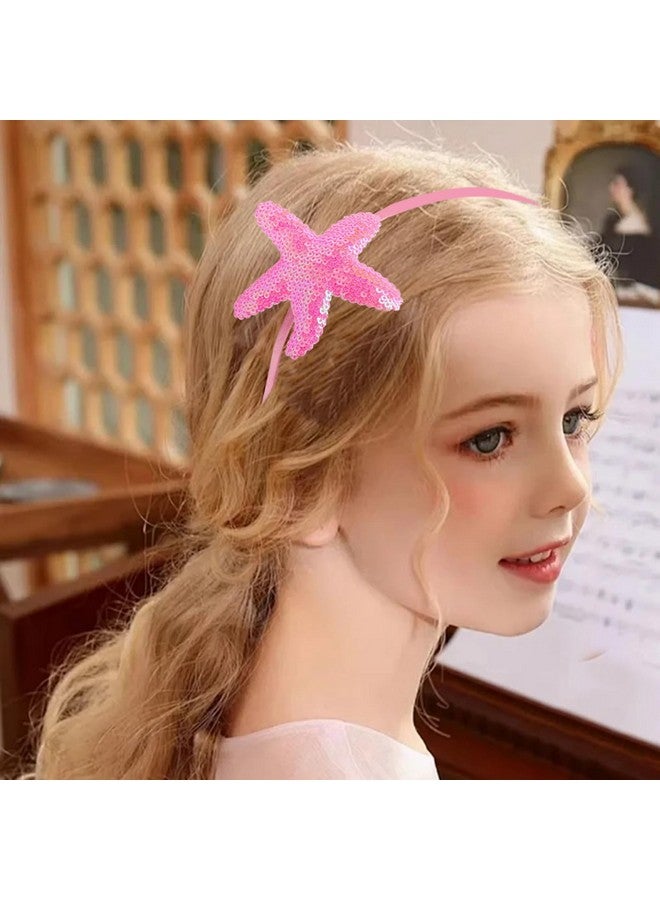 توتلوكس عصابة رأس من Totelux Sea Star مرصعة بالترتر على شكل نجمة البحر للنساء والفتيات إكسسوارات شعر لحفلات أعياد الميلاد والزفاف باللون الوردي - Image 2