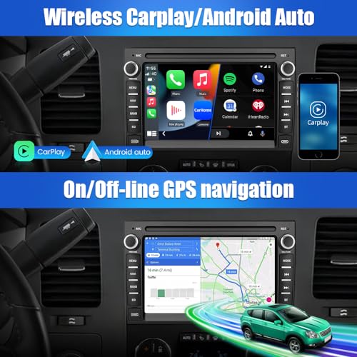 Vratzn Car Radio Stereo for Chevrolet Silverado GMC Sierra Yukon 2007-2013 Android 13 CarPlay Android Auto GPS Navigation Bluetooth FM 7-inch Screen Head Unit - Image 5