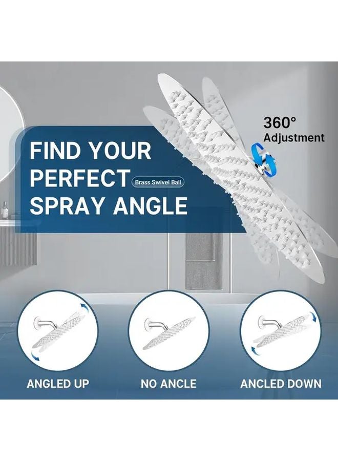 12 Inch Round Rain Shower Head Polished Chrome 12 Nozzles Ultra Thin Stainless Steel - Image 5