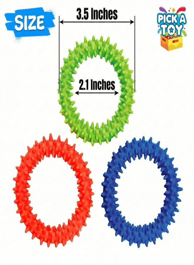 Pick A Toy Hedgehog Rings, Quiet Spiky Sensory Fidget Toy 3 Pack, Firm Textured Rubber Bracelet, Classroom Prizes for Kids, Boys & Girls, ADHD Fidget Toys for School - Image 3