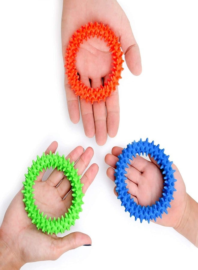 Pick A Toy Hedgehog Rings, Quiet Spiky Sensory Fidget Toy 3 Pack, Firm Textured Rubber Bracelet, Classroom Prizes for Kids, Boys & Girls, ADHD Fidget Toys for School - Image 2