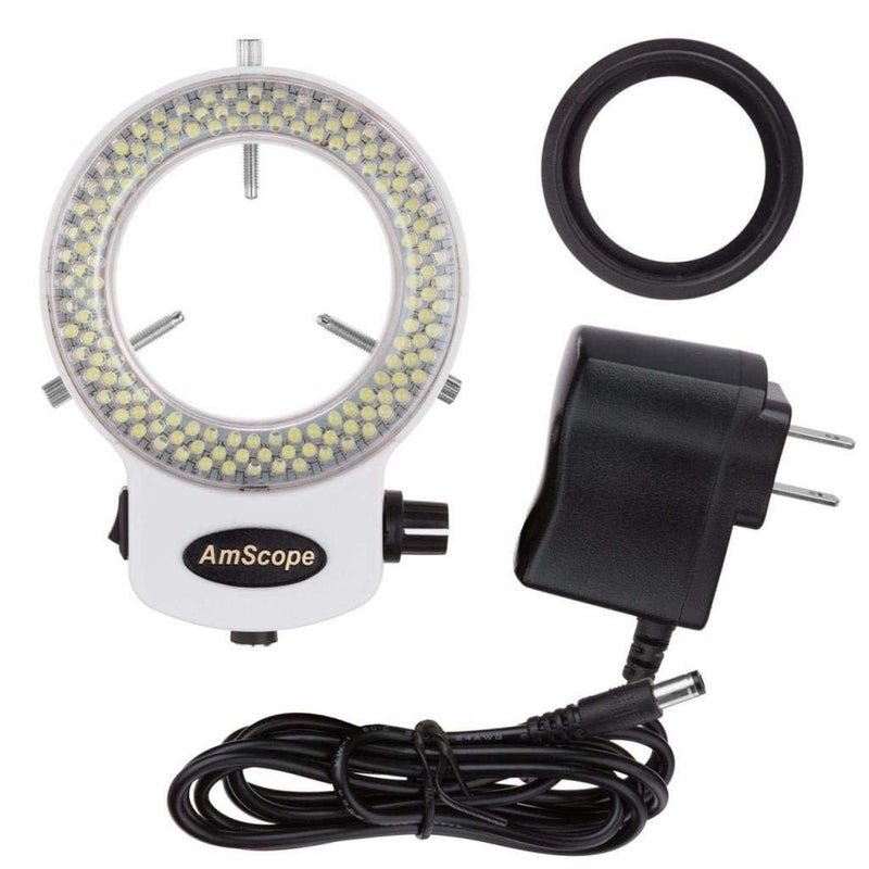 AmScope AmScope LED-144W-ZK White Adjustable 144 LED Ring Light Illuminator for Stereo Microscope & Camera - Image 1