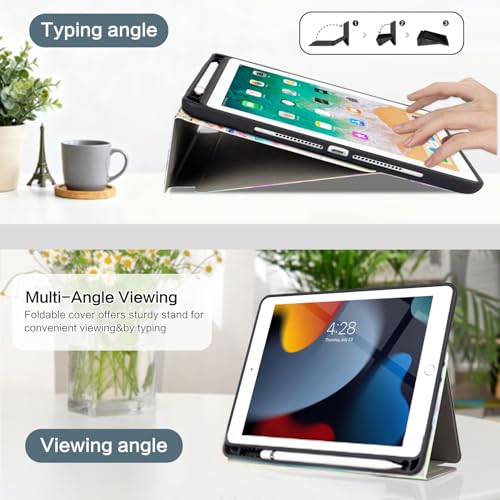 Vimorco for iPad 9.7 2018/2017, for iPad Air 2, for iPad Air 1 Case,Soft TPU Back Cover, Bump Drop Resistance Folio Leather, Adjustable Stand Auto Wake/Sleep (Plum Blossom) - Image 4