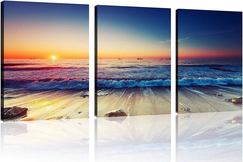 TutuBeer 3 Panels Beach Wall Art - Image 1