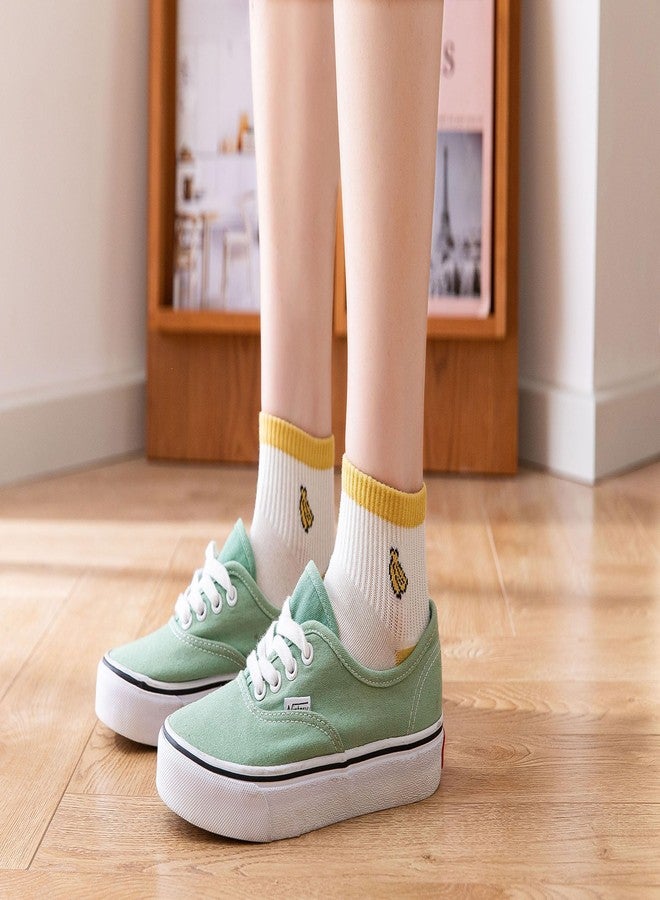 جوي لايف جوارب قصيرة مطرزة بالفواكه من جوي لايف، جوارب لطيفة قصيرة للنساء والفتيات، لون أصفر موز، عبوة من 5 قطع - Image 5