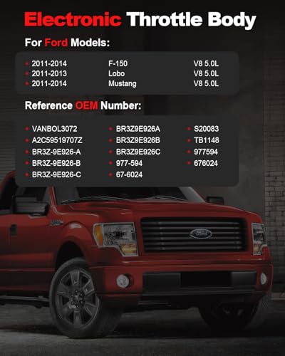 VANBOL Electronic Throttle Body Assembly Compatible with 2011 2012 2013 2014 Ford F150 Lobo Mustang 50L V8 GAS FLEX FX4 King Ranch Lariat Platinum STX XL XLT Boss 302 GT FX2 Replace S20083 TB1148 - Image 3