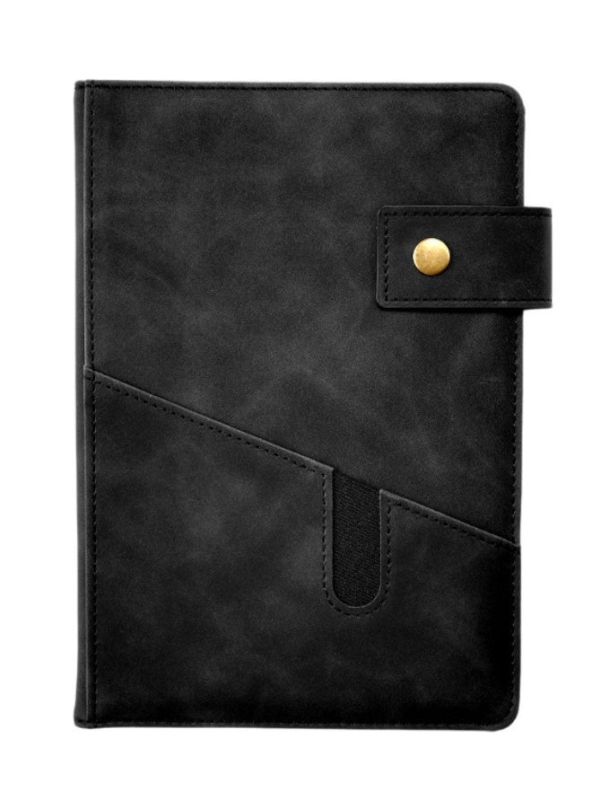 Black A5 Lined Leather Journal Notebook – Personalized Hardcover Set with Pen & Gift Box, 200 Pages 100gsm Thick Ruled Paper, Daily Diary for Men Women – School, Travel, Business, Work, Home - Image 3