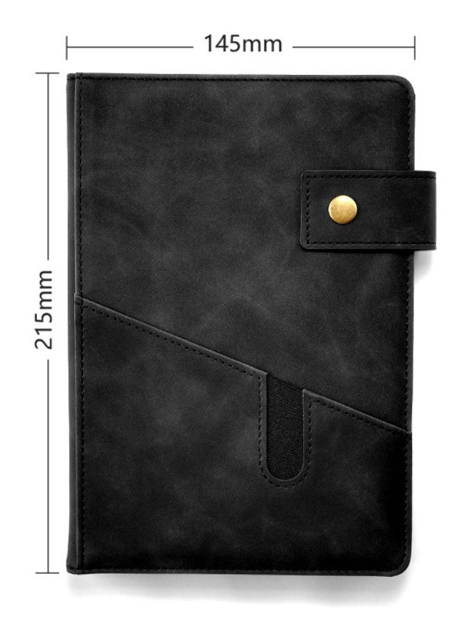 Black A5 Lined Leather Journal Notebook – Personalized Hardcover Set with Pen & Gift Box, 200 Pages 100gsm Thick Ruled Paper, Daily Diary for Men Women – School, Travel, Business, Work, Home - Image 2