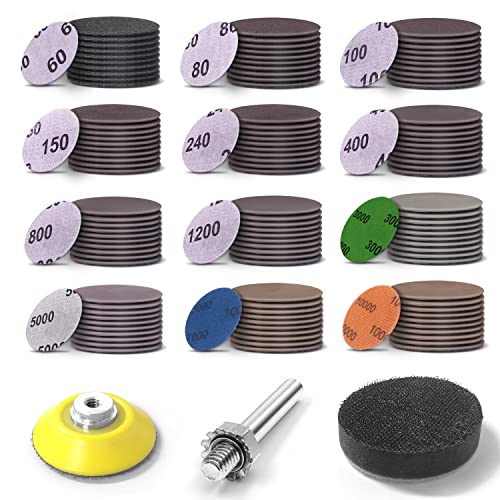 MAXMAN 2 Inch Sanding Disc 120 Pcs Wet Dry Hook and Loop Sandpaper Pads Kit 60-10000 Grits 1/4 in Backer Plate and Foam Buffering Pad for Wood, Metal, Car, Drywall, Drill Grinder Rotary Tools Attachment - Image 1