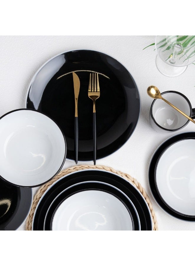 DANUBE HOME Eminence Dinner Set 16Pc Stoneware Dual Color Serves 4 - Image 4