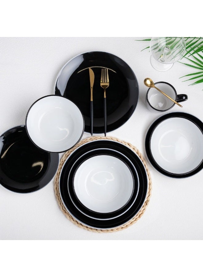 DANUBE HOME Eminence Dinner Set 16Pc Stoneware Dual Color Serves 4 - Image 1