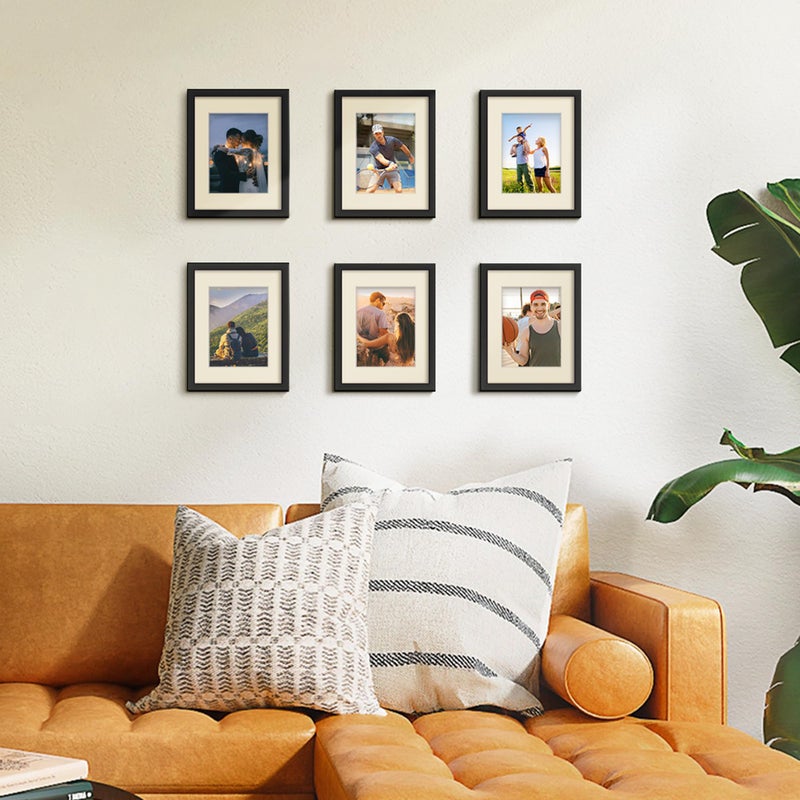upsimples 8.5x11 Picture Frame Set of 5, Display Pictures 6x8 with Mat or 8.5 by 11 Without, Wall Gallery Photo Frames, Black - Image 2