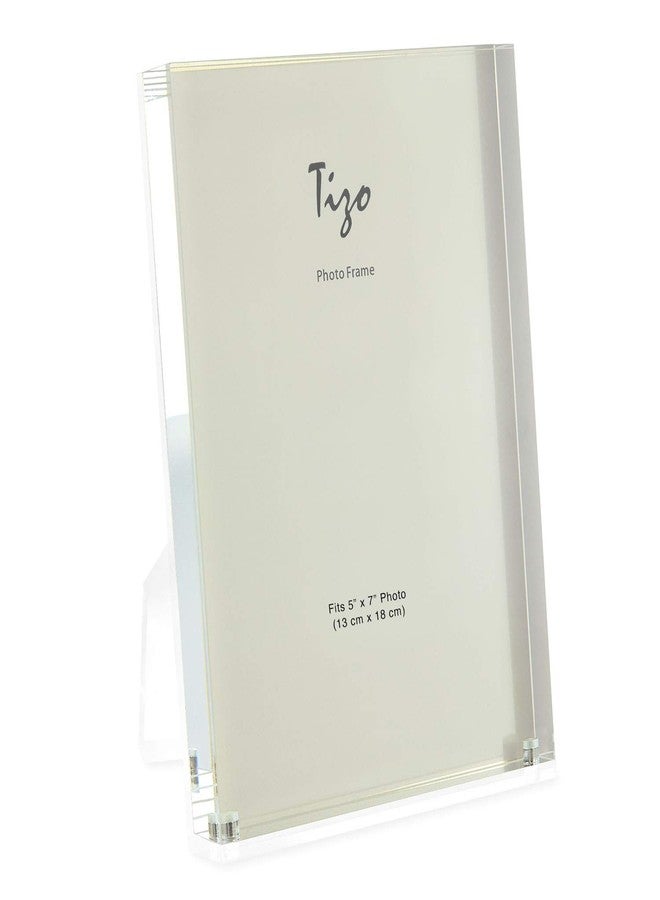 TIZO Design Vertical 5x7 Lucite Picture Frame, Durable 1 Inch Thick Clear Lucite & Magnetic Closures, Elegant & Practical Boutique Quality Photo Frame (Multiple Colors Available) - Image 1