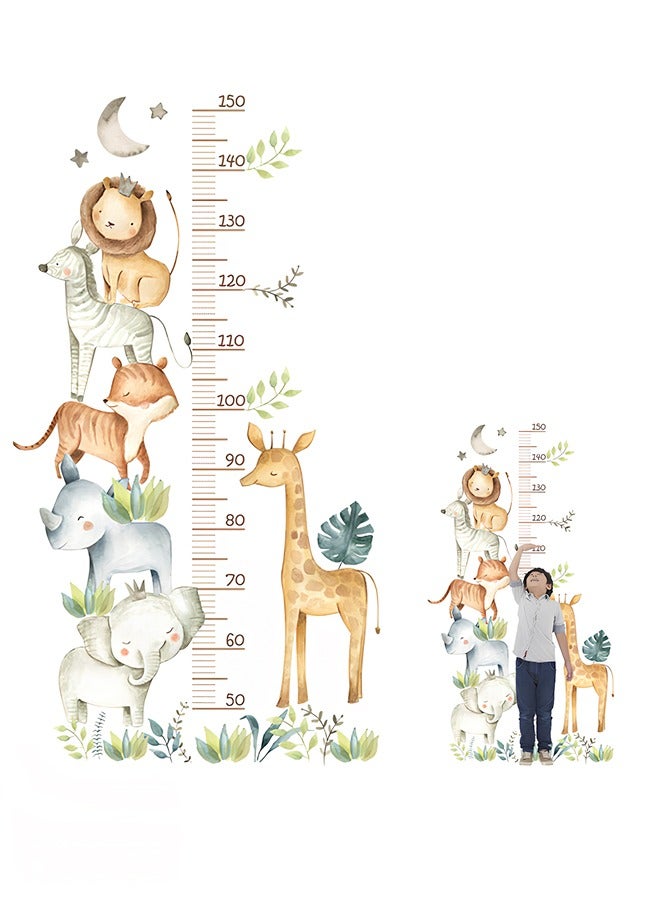 Height Growth Chart for Kids, Self-Adhesive Wall Sticker Forest Animals Wall Sticker, Peel and Stick Sun White Clouds Wall Art Decor for Nursery Kids Bedroom Living Room, Measures 50-150 cm - Image 1