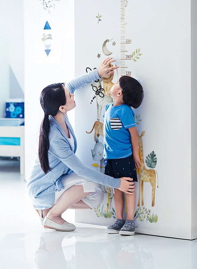 Height Growth Chart for Kids, Self-Adhesive Wall Sticker Forest Animals Wall Sticker, Peel and Stick Sun White Clouds Wall Art Decor for Nursery Kids Bedroom Living Room, Measures 50-150 cm - Image 2
