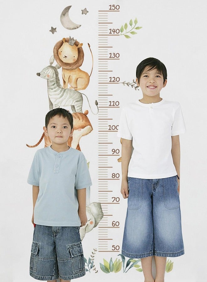 Height Growth Chart for Kids, Self-Adhesive Wall Sticker Forest Animals Wall Sticker, Peel and Stick Sun White Clouds Wall Art Decor for Nursery Kids Bedroom Living Room, Measures 50-150 cm - Image 3
