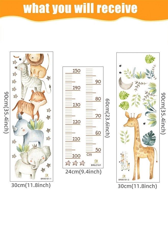 Height Growth Chart for Kids, Self-Adhesive Wall Sticker Forest Animals Wall Sticker, Peel and Stick Sun White Clouds Wall Art Decor for Nursery Kids Bedroom Living Room, Measures 50-150 cm - Image 4