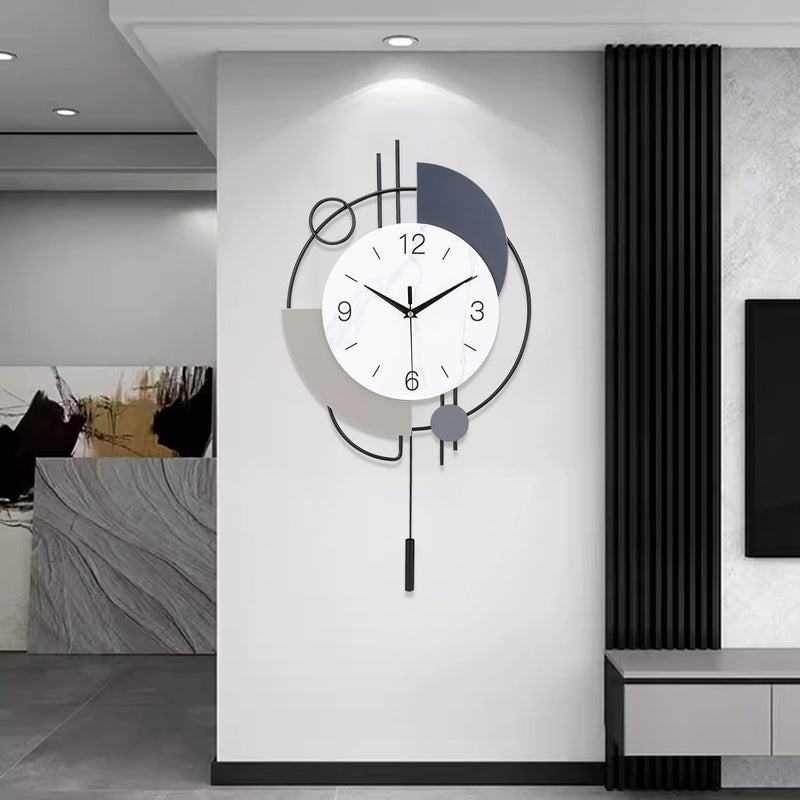 Dankeit Wall Clock, Silent Non-Ticking Quality Quartz Battery Operated with Pendulum, Large Wall Clock for Living Room Kitchen Home Bathroom Bedroom Wall Decor, 13x21.65inch(Black) - Image 1