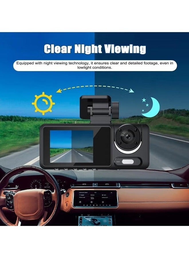 بيوينتي Car Dash Cam, 3 Channel - Front, Rear, Inside, 1080P HD 170 Wide Angle Night Vision Driving Dashcam, G-Sensor, Parking Monitor, Motion Detection, Loop Recording, Collision Detection, Accident Lock - Image 3
