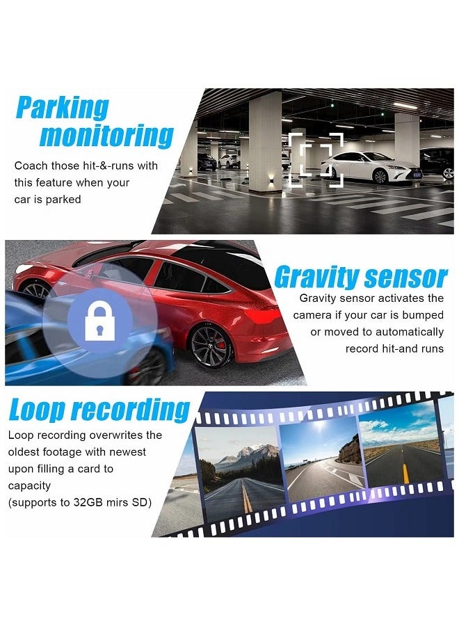 بيوينتي Car Dash Cam, 3 Channel - Front, Rear, Inside, 1080P HD 170 Wide Angle Night Vision Driving Dashcam, G-Sensor, Parking Monitor, Motion Detection, Loop Recording, Collision Detection, Accident Lock - Image 5