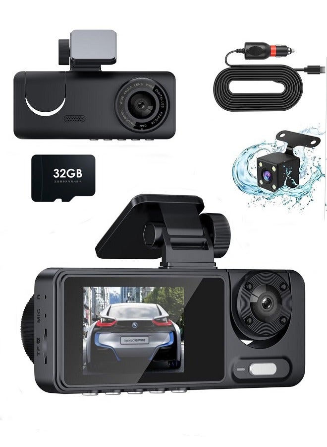 بيوينتي Car Dash Cam, 3 Channel - Front, Rear, Inside, 1080P HD 170 Wide Angle Night Vision Driving Dashcam, G-Sensor, Parking Monitor, Motion Detection, Loop Recording, Collision Detection, Accident Lock - Image 1