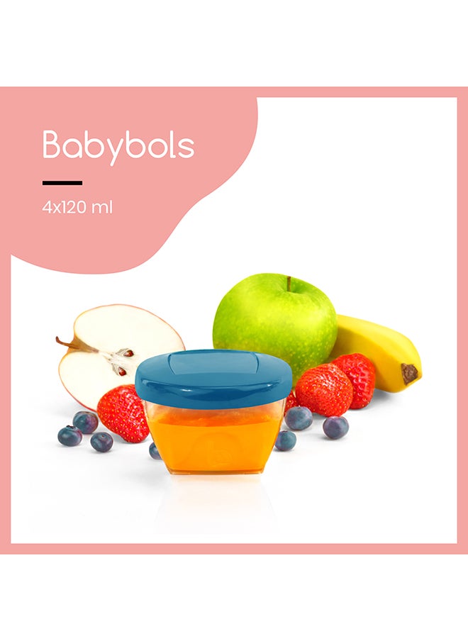 babymoov - Pack of 4 Babybols 120 Ml Airtight Food Storage Containers, Bpa - Free, Leak Proof, Stackable, Microwave And Freezer Safe , Reusable - Image 1
