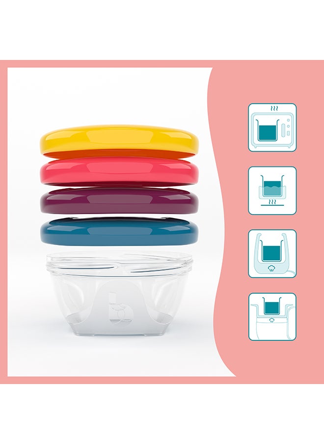 babymoov - Pack of 4 Babybols 120 Ml Airtight Food Storage Containers, Bpa - Free, Leak Proof, Stackable, Microwave And Freezer Safe , Reusable - Image 1