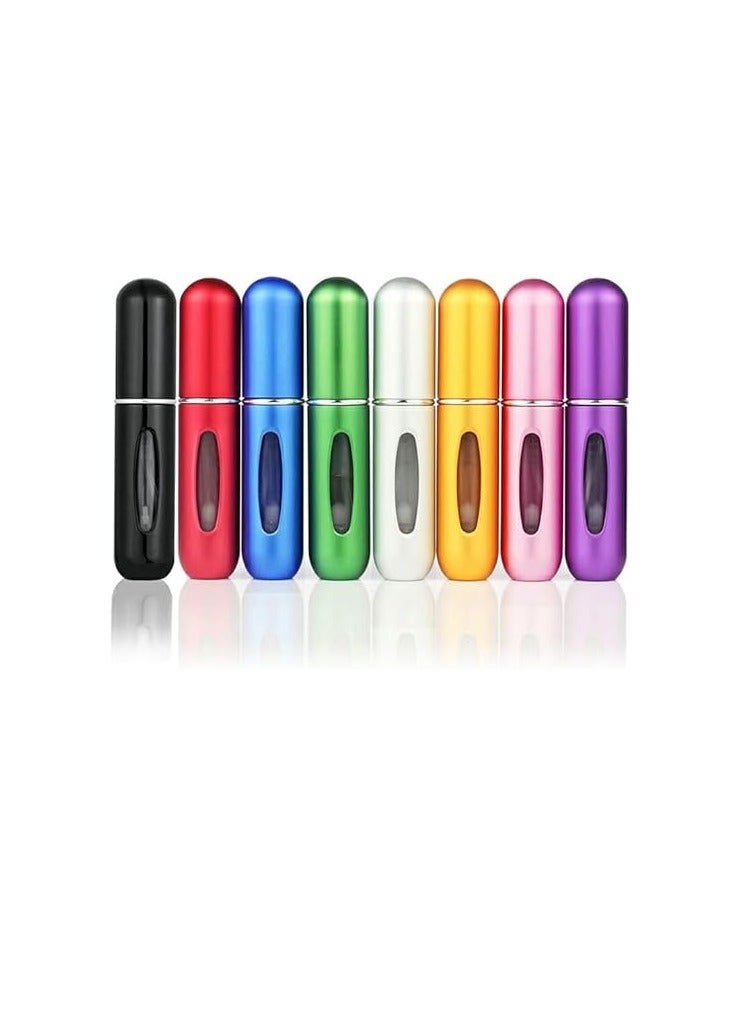 زجاجة عطر فاخرة صغيرة محمولة قابلة لاعادة الملء بسعة 5 مل، مضخة انبوبية مستديرة، زجاجة عطر فارغة لمستحضرات التجميل للسفر (ازرق فاتح لامع) - Image 2