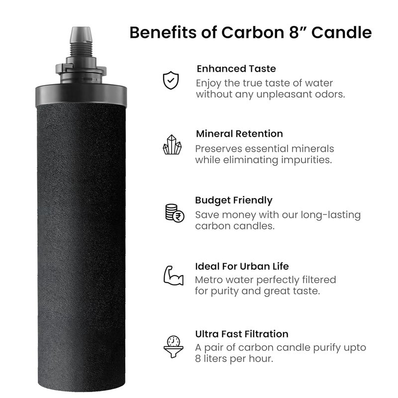 RAMA Gravity Water Filter | 17L Total Capacity (8L Storage) | 304 Grade Stainless Steel Purifier for Home | Includes 2 Carbon Candles & 10-Year Warranty - Image 3