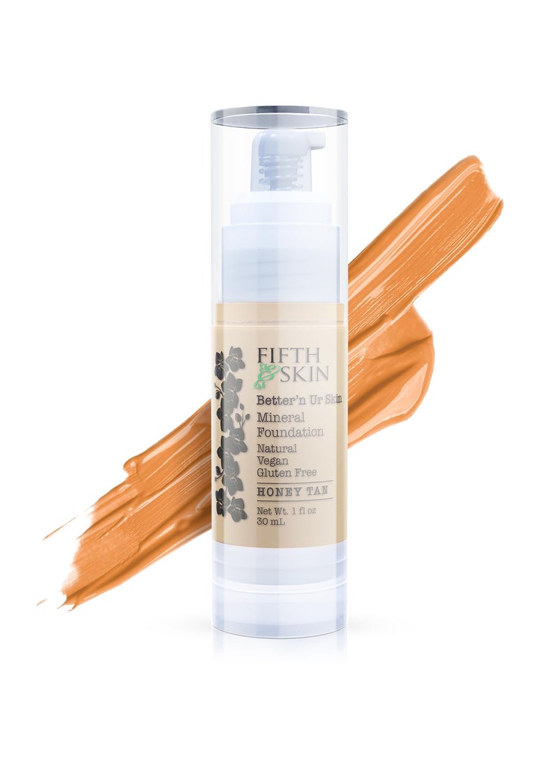 Fifth & Skin Fifth & Skin: Better’n Ur Skin Liquid Foundation (HONEY TAN) - Natural, Organic, Vegan, Cruelty-Free - Gluten-Free Beauty with Buildable Coverage and Palm-Free Luxury - 1 oz 