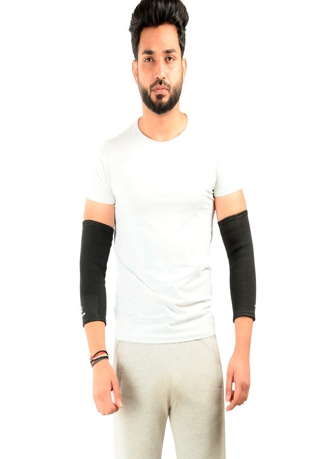 K SQUARIANS Elbow Support for Gym | Elbow Band for Pain Relief | Elbow Brace for Cricket/Athletics/Basketball/Volleyball| Elbow Sleeves/Guard/Cap/arm band for Men & Women | Medium Size Black Fits 10 - 12 Inches - Image 1