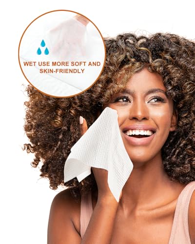LUXU Large Disposable Face Towel,Extra Thick Soft Facial Towels Plant Fiber Facial Washcloth Biodegradable Dry Wipes for Sensitive Skin,Cruelty Free-100 Count - Image 4