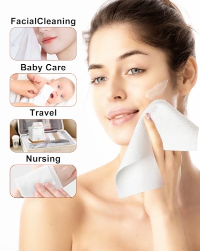 LUXU Large Disposable Face Towel,Extra Thick Soft Facial Towels Plant Fiber Facial Washcloth Biodegradable Dry Wipes for Sensitive Skin,Cruelty Free-100 Count - Image 5