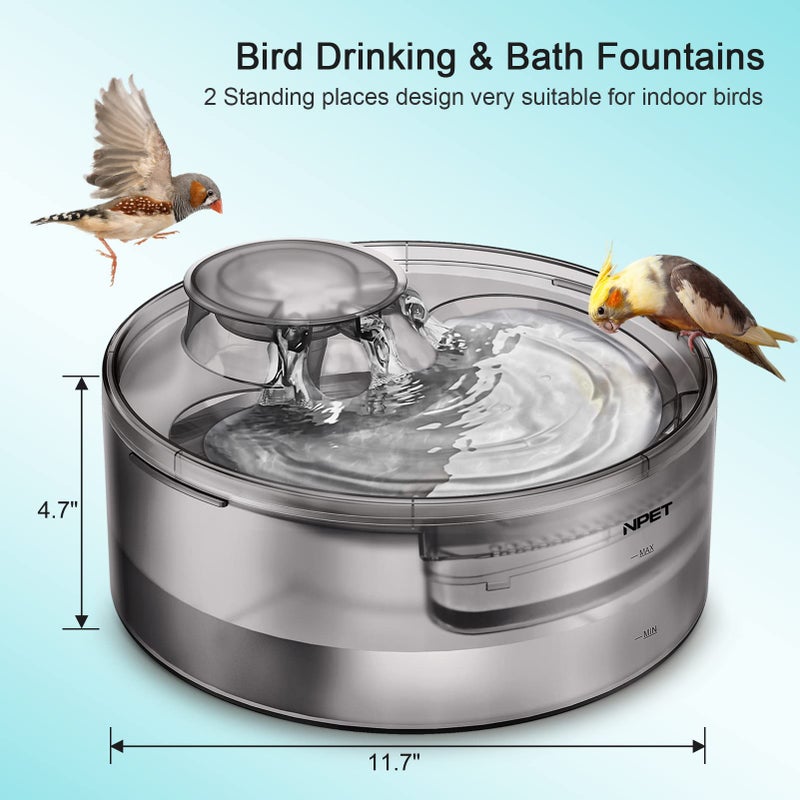 NPET DF10 Dog Water Fountain, 170oz/1.3Gallon/5L Large Automatic Pet Water Dispenser Dog Water Bowl with Cleaning Kit, Replacement Filter for Cat, Dogs, Multiple Pets - Image 3