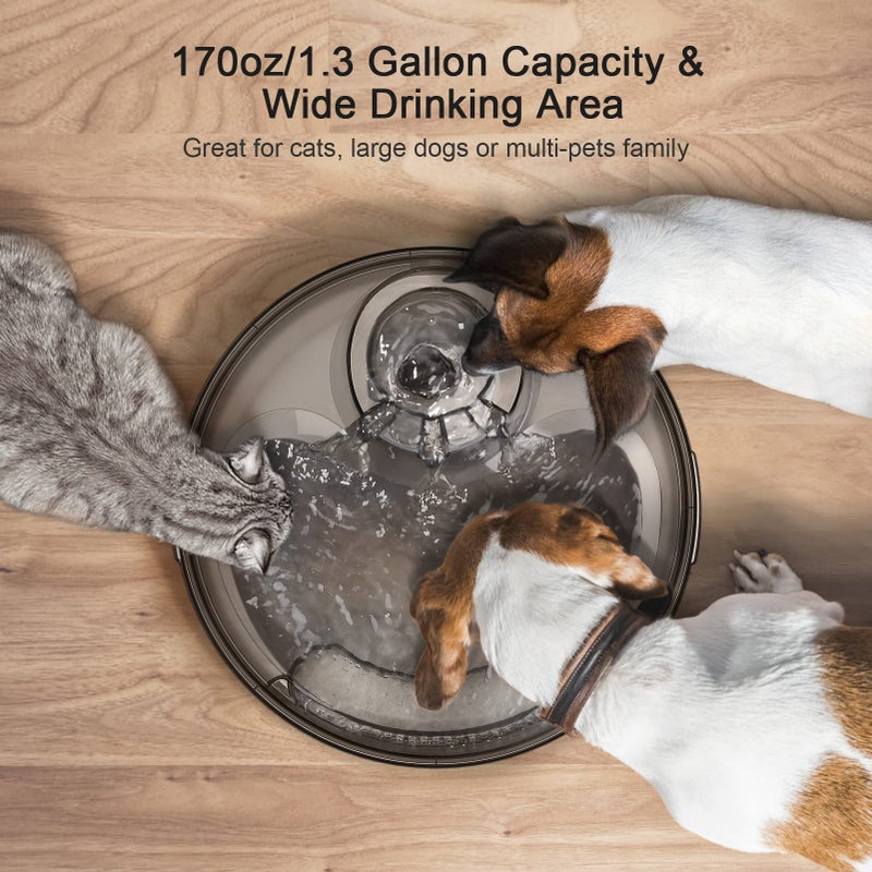 NPET DF10 Dog Water Fountain, 170oz/1.3Gallon/5L Large Automatic Pet Water Dispenser Dog Water Bowl with Cleaning Kit, Replacement Filter for Cat, Dogs, Multiple Pets - Image 2