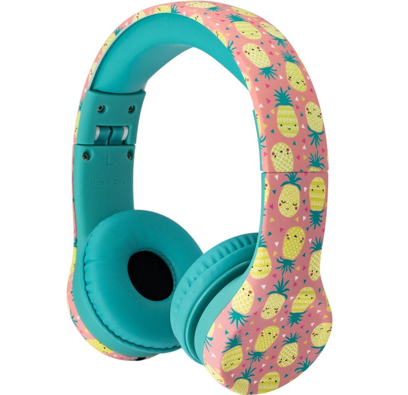 Snug Play+ Kids Headphones – Volume Limited 93dB for Safe Listening – Foldable, Durable Headphones for Toddlers, Boys & Girls – Tangle-Free Cord – Ideal for Travel, School, Tablets - Pineapples - Image 1