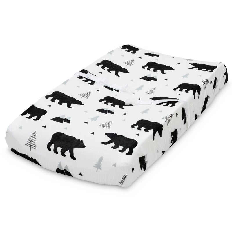 Pondering Pine Organic Baby Changing Pad Cover Muslin Fitted Changing Pad Cover for Boys Soft and Breathable Baby Bear Woodland 16x32