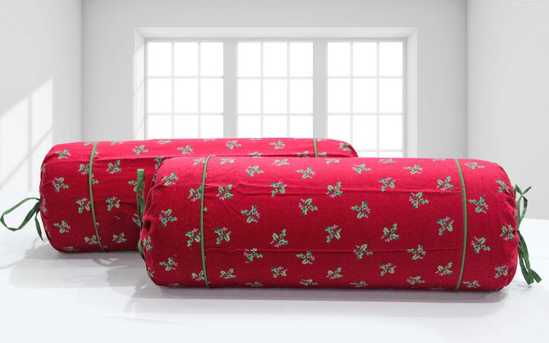 AURAVE Cotton 210 TC Bolster Cover (15"x30"_Multi) - Image 1