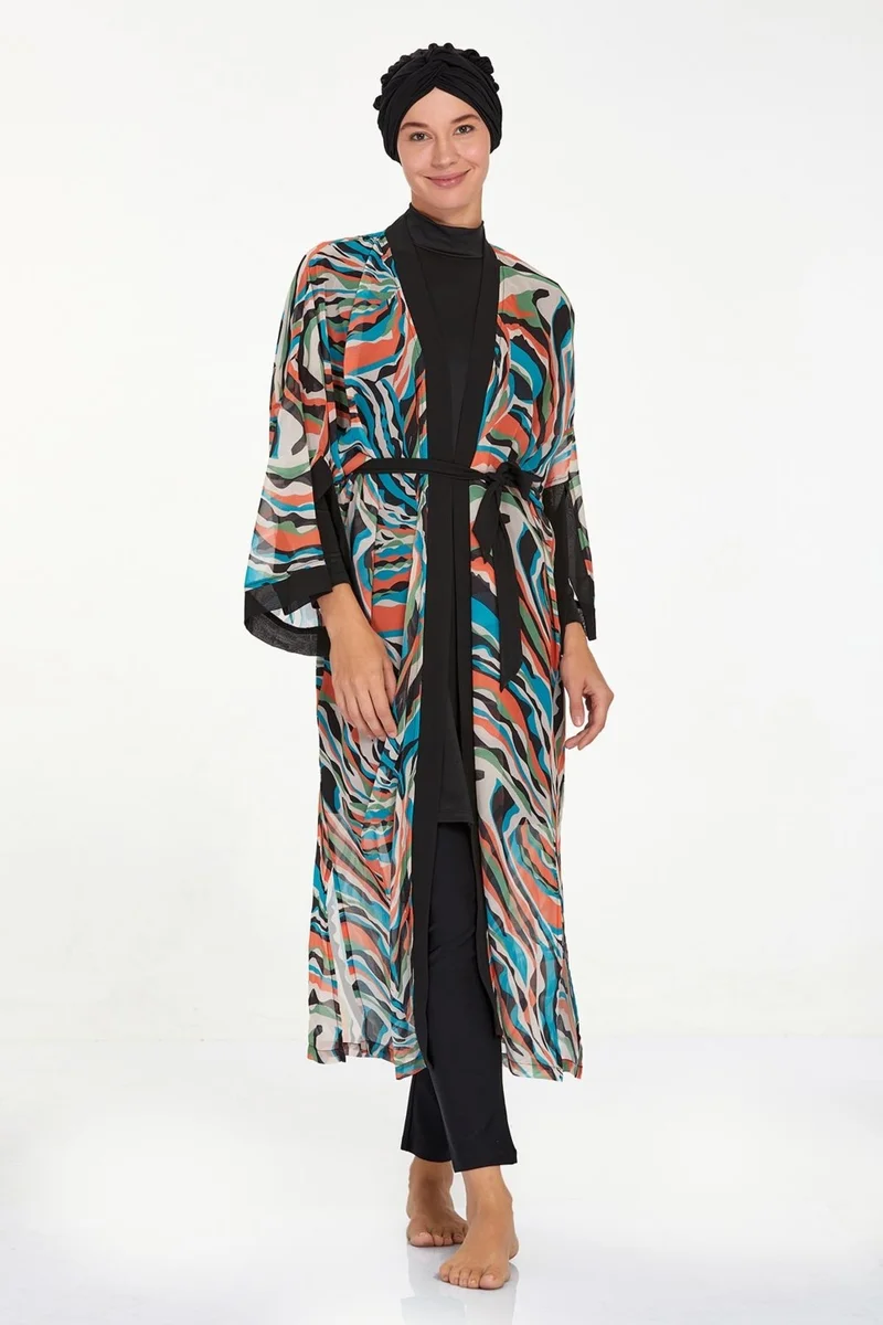 Remsa Mayo Remsa Swimsuit Single Kimono Pareo on Swimsuit Valentina 6106 Black