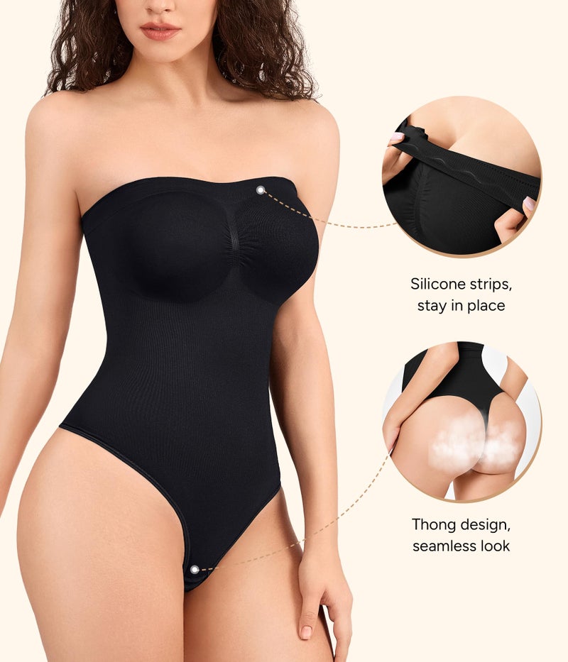 Irisnaya Strapless Shapewear Bodysuit for Women - Tummy Control body suit Tube Top seamless thong bodysuit - Image 3