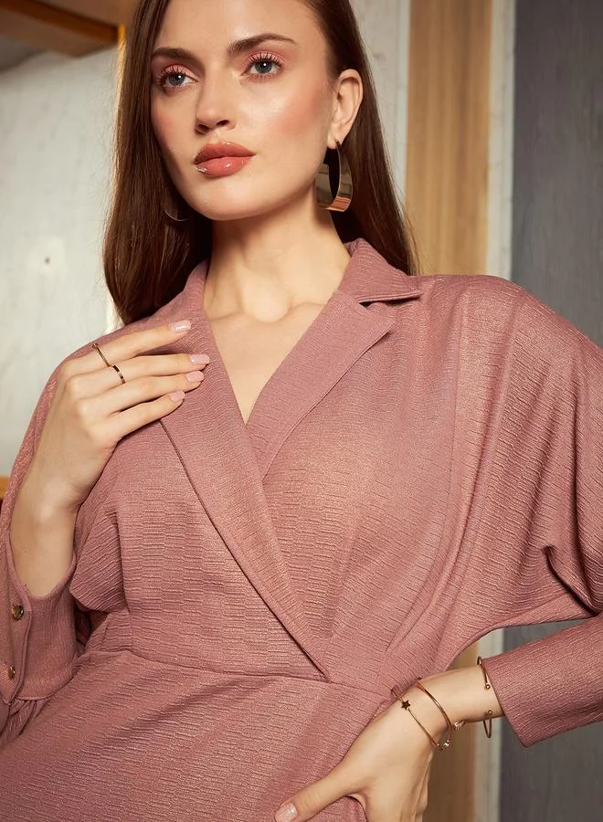 Kassually Kassually Notch Label Collar Wrap Mini Dress