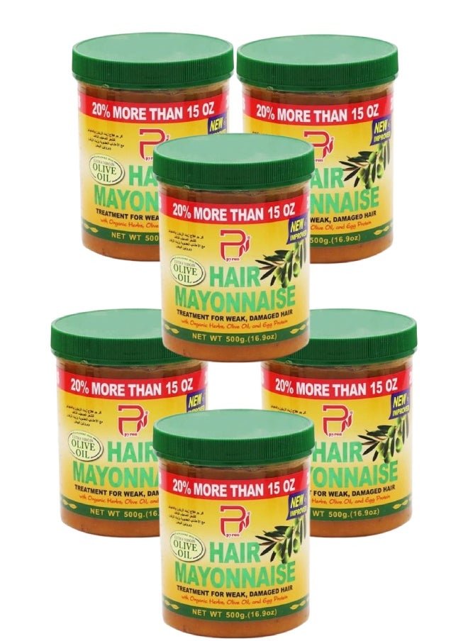 PYRON 6 Pieces Hair Mayonnaise Treatment for Weak & Damaged Hair with Olive Oil 500grams  - Image 1
