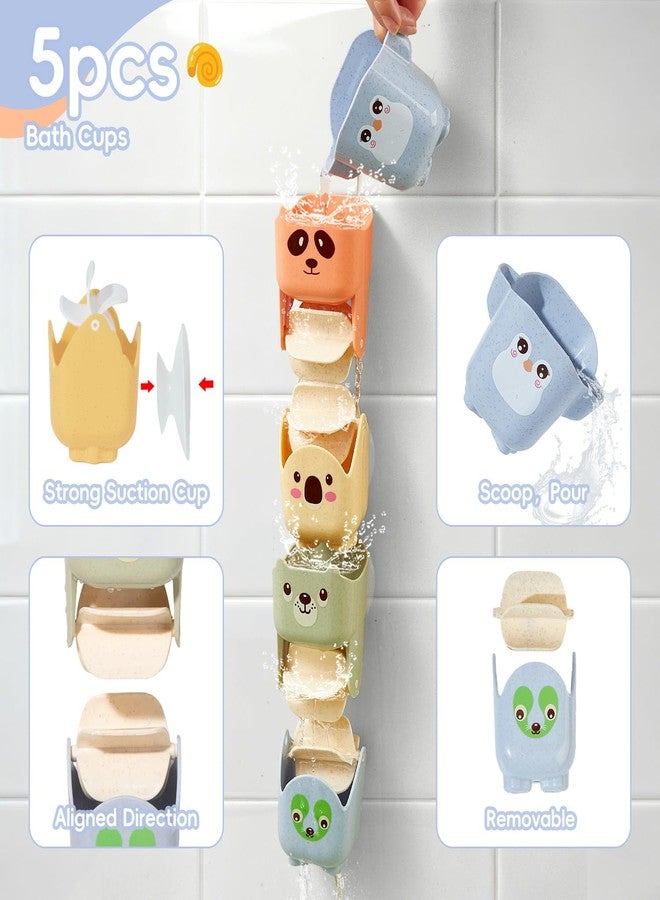 AMCHSURI Baby Bath Toys for Kids Ages 1-3, 14 Pack Mold Free Bath Toys Toddlers 2-4 Bathtub Toys with Floating Boats&Cups and No Hole Bath Toy for Babies 6-12 Months Gifts for Boys & Girls - Image 3