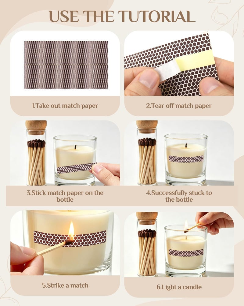 Abvsdu 42 PCS Match Striker Stickers, Match Striker Paper with Adhesive, Ideal for Fireplace Matches (Rectangle) - Image 5